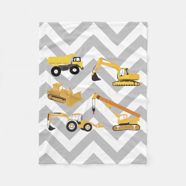 Construction Trucks Fleece Blanket (Front)