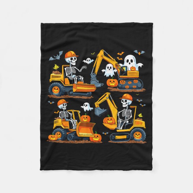 Construction Trucks Halloween Costume Soky Excavat Fleece Blanket (Front)