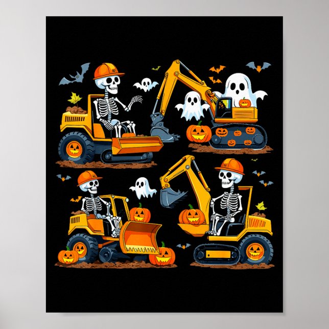 Construction Trucks Halloween Costume Soky Excavat Poster (Front)