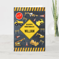 Construction Trucks Heavy Machinery Birthday Boy