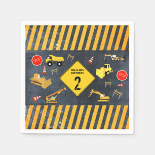 Construction Trucks Heavy Machinery Birthday Boy Napkin