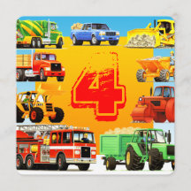 Construction Trucks Kid's 4th Birthday Party