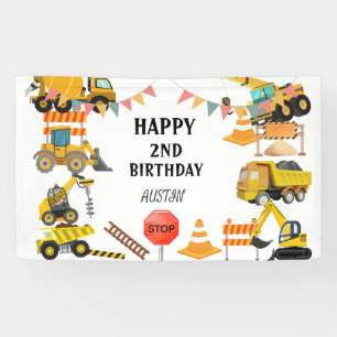 Construction Trucks Kids Birthday Party Banner