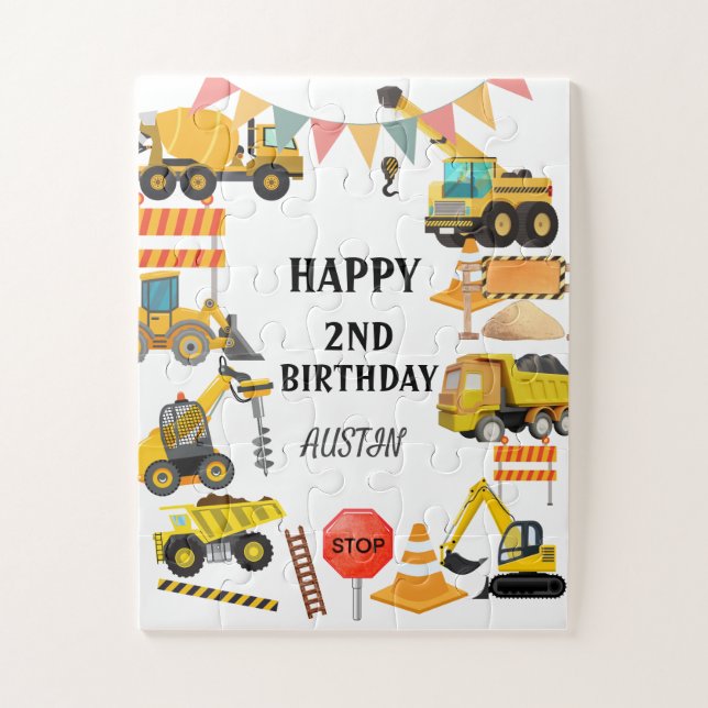 Construction Trucks |  Kids Birthday Party   Jigsaw Puzzle (Vertical)