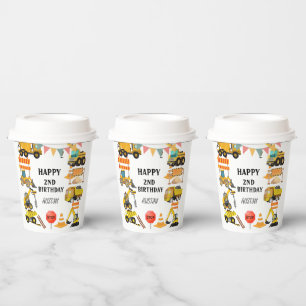 Construction Trucks Kids Birthday Party Paper Cups