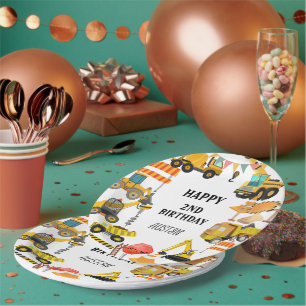 Construction Trucks Kids Birthday Party Paper Plate