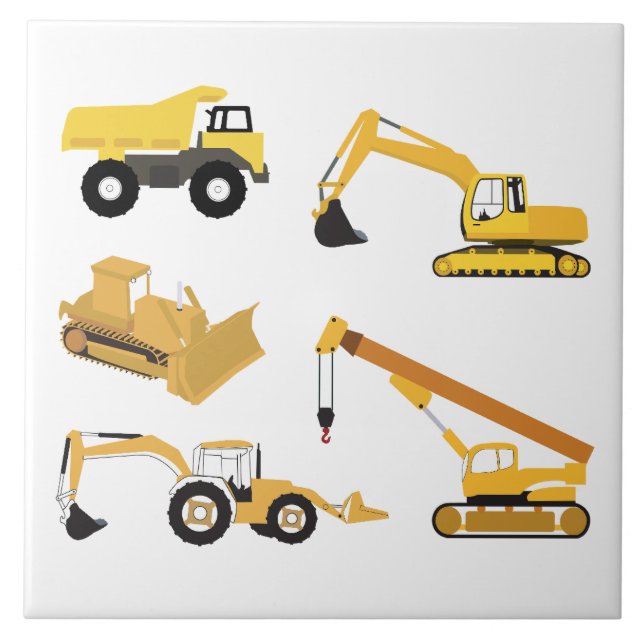 Construction Trucks Kids Tile (Front)