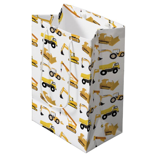 Construction Trucks Medium Gift Bag (Front Angled)