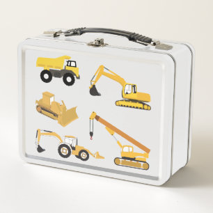 Construction Trucks Metal Lunch Box