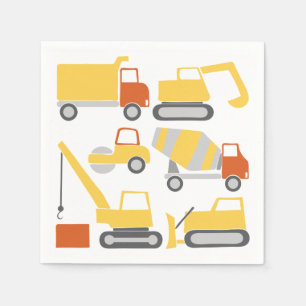 Construction Trucks Napkins for Birthday Party