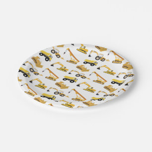 Construction Trucks Paper Plate