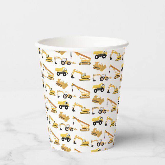 Construction Trucks Party Paper Cups (Front)
