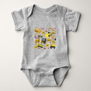 Construction Trucks Pattern Baby Bodysuit