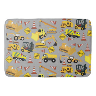 Construction Trucks Pattern Bath Mat