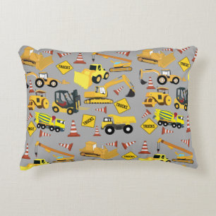 Construction Trucks Pattern Decorative Cushion