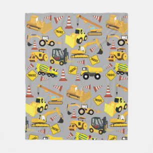 Construction Trucks Pattern Fleece Blanket
