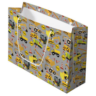 Construction Trucks Pattern Large Gift Bag