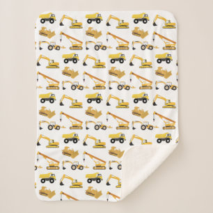 Construction Trucks Pattern Sherpa Blanket