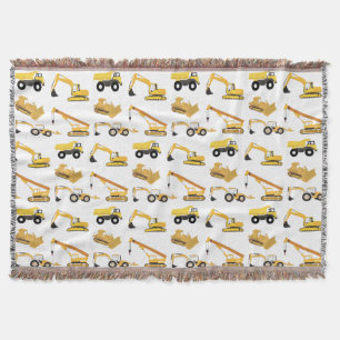 Construction Trucks Pattern Throw Blanket