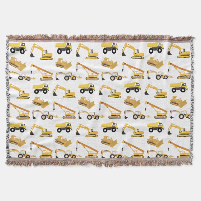 Construction Trucks Pattern Throw Blanket (Front)