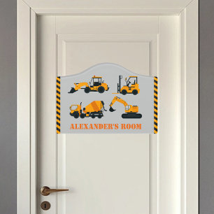 Construction Trucks Personalised Kids Door Sign