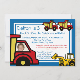 Construction Trucks/ Photo Invitation