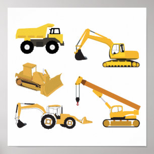 Construction Trucks Poster