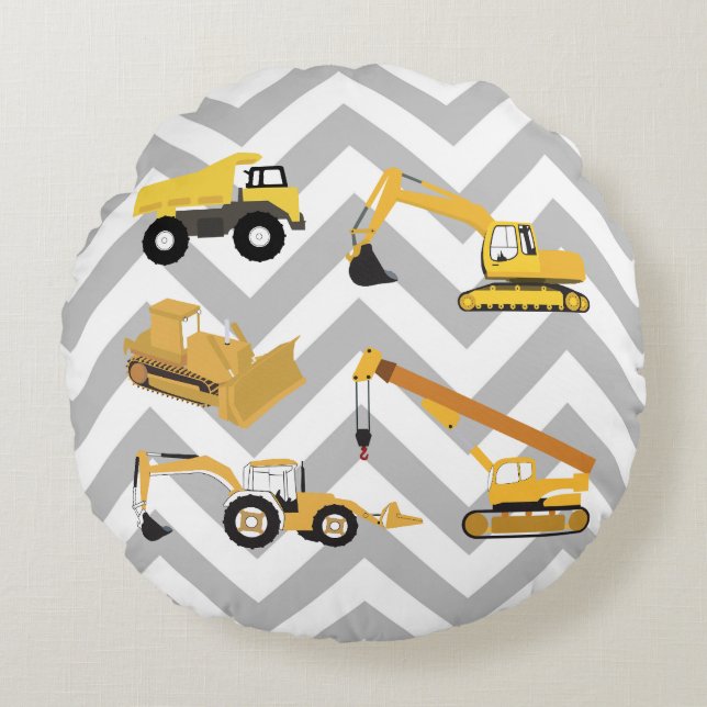 Construction Trucks Round Cushion (Front)