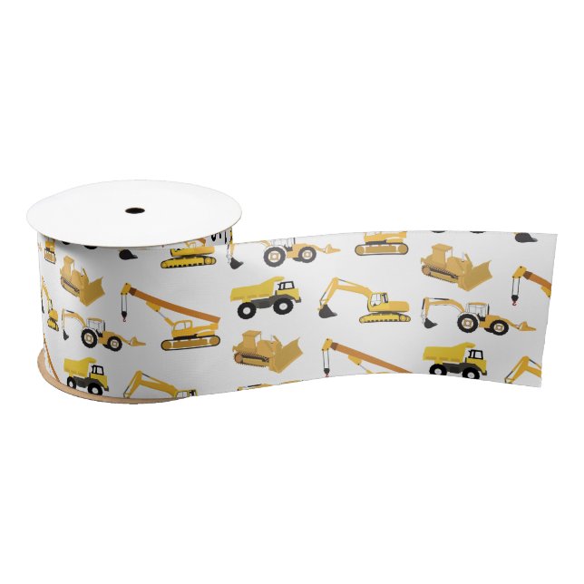 Construction Trucks  Satin Ribbon (Spool)