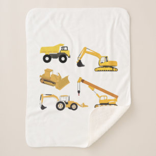 Construction Trucks Sherpa Blanket