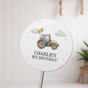 Construction Trucks Simple Minimalist Birthday Classic Round Sticker