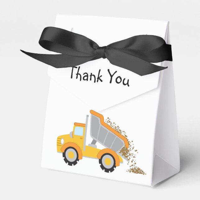 Construction Trucks Simple Thank You Note Idea Favour Box (Front Side)