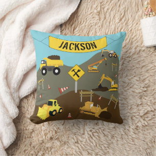 Construction Trucks Site Theme  Cushion