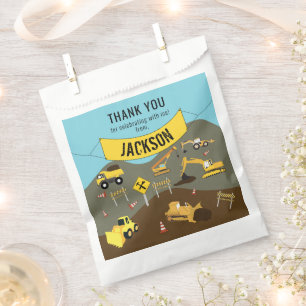 Construction Trucks Site Theme Thank You Favour Bags