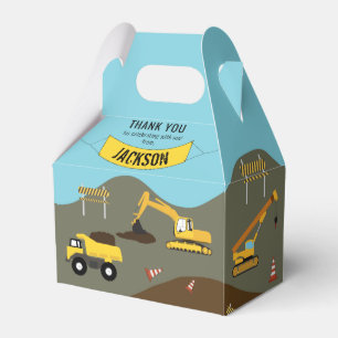Construction Trucks Site Theme Thank You Favour Box