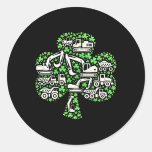 Construction Trucks St Patricks Day Boys Kids Exce Classic Round Sticker