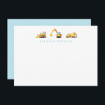 Construction Trucks Stationery Note Cards for Kids<br><div class="desc">This construction themed stationery is great for any child who loves trucks and tractors! Use them as thank you note cards after a birthday party,  or you can keep them on hand to use for stationery anytime a thank you note is needed throughout the year.</div>