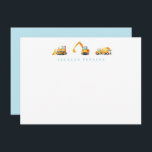 Construction Trucks Stationery Note Cards for Kids<br><div class="desc">This construction themed stationery is great for any child who loves trucks and tractors! Use them as thank you note cards after a birthday party,  or you can keep them on hand to use for stationery anytime a thank you note is needed throughout the year.</div>