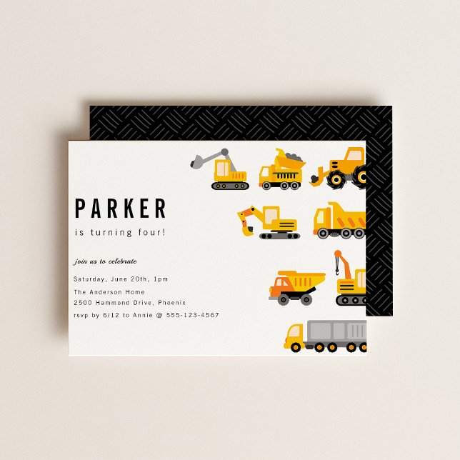Construction Trucks Theme Birthday Invitation (Creator Uploaded)