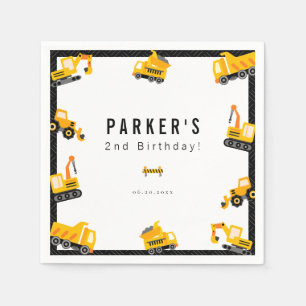 Construction Trucks Theme Birthday Napkin