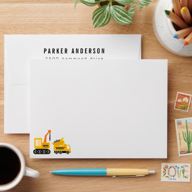 Construction Trucks Theme Envelope (Desk)