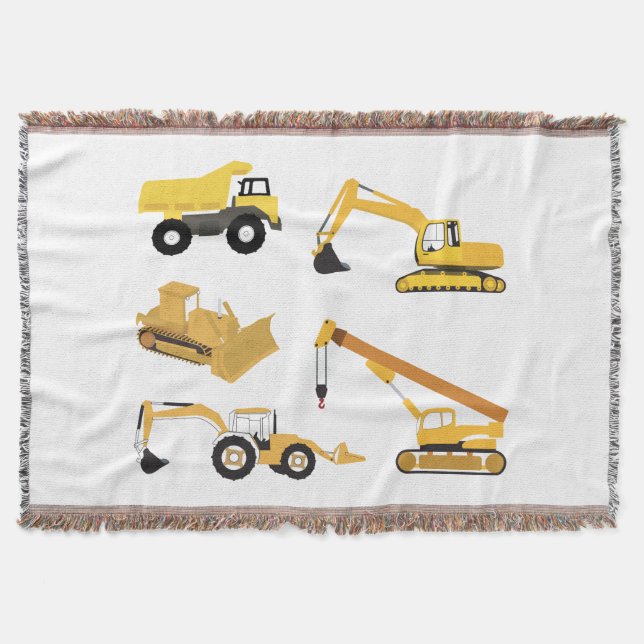 Construction Trucks Throw Blanket (Front)