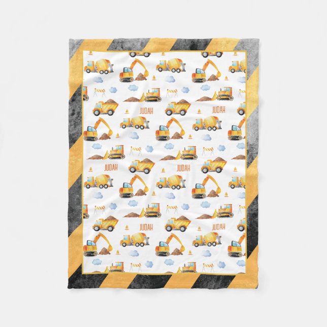 Construction Trucks & Vehicles Fleece Blanket (Front)