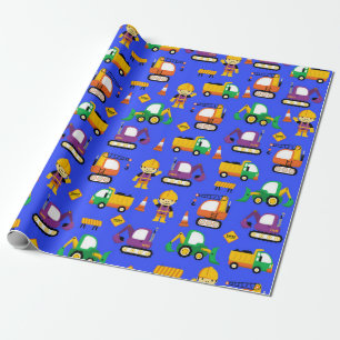 Construction Trucks Wrapping Paper