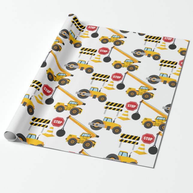 Construction Trucks Wrapping Paper (Unrolled)