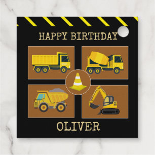 Construction Trucks  Year in Review Birthday Party Favour Tags