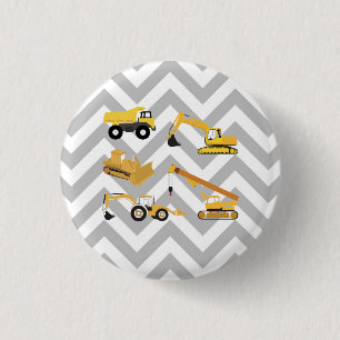 Construction Trucks Zigzag 3 Cm Round Badge