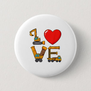 Construction Valentine Love Spelled With Trucks Ex 6 Cm Round Badge