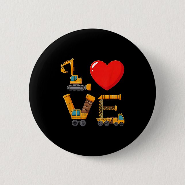 Construction Valentine Love Spelled With Trucks Ex 6 Cm Round Badge (Front)