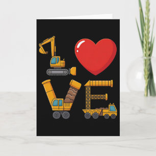 Construction Valentine Love Spelled With Trucks Ex Card